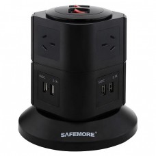 Safemore VPS Original Power Stackr 2 Level with 6 Power Outlets & 4 USB - Black